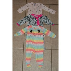 Girls Sz 3-6 Months Footed 3 Pc Comfy Lounge Pajama Sleepers BEBE MODERN MOMENTS